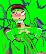 minuspal teresa green motion pictures pumpkin reports animated animated gif 1girl ahegao alien bare arms bdsm black hair blunt bangs blush bondage bound clitoris clothed sex clothes lift collar double vaginal dress