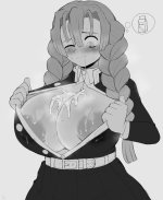 Mitsuri having some milk on her tits