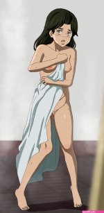 aruman runaway girl jojo jojo no kimyou na bouken stardust crusaders highres long image tall image 1girl armpits barefoot black hair breasts brown eyes censored cleft of venus clenched hands collarbone completely