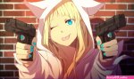 Wallpaper : illustration gun blonde long hair anime girls weapon black hai