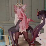 Animation genshin hutao x raiden shogun yae miko x mona