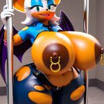 Extremely Large Ass Police Costume Rouge The Bat From Sonic Police Officer Gigantic Hyper Breasts Fleshy