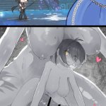 cuora artist lorelei wuthering waves rover wuthering waves wuthering waves highres ! !! 1futa 1girl 2koma all fours anger vein animal penis bar censor black hair blush breasts breath censored colored inner