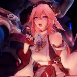 Cute Yae Miko from Genshin Impact Gives Both Hand Handjob to Honster Hilichurls