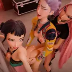 Zoey Rumi and Mira in a futa train