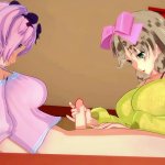 Ryona and Yumi and Haruka and Hibari intense futanari sex.