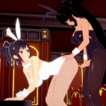Asuka and Homura have intense futanari sex in a bar.