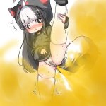 highres cameltoe fart furry furry female leg up panties skunk tail underwear wet wet clothes wet panties white panties