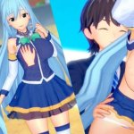 hentai Game Koikatsu! have Sex with Big Tits KonoSuba Aqua.3DCG Erotic Anime Video.