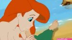 Ariel the little mermaid and her best friend having a cartoon threesome