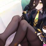kazamatsuri honatsu uma musume pretty derby manhattan cafe umamusume animal ears feet neko pantsu pantyhose skirt lift tail uniform